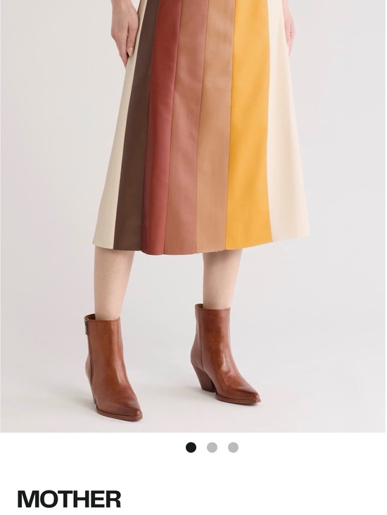 MOTHER Dresses & Skirts - MOTHER Striped Leather Midi Skirt in Cream, Tan, Brown & Mustard